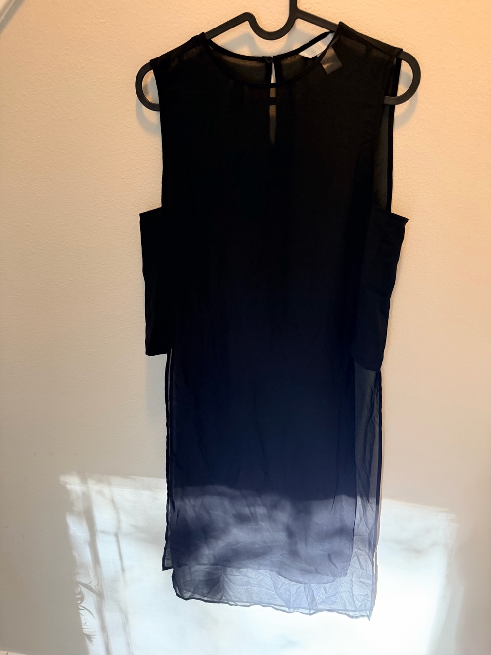 H&M Conscious Black Sheer-Overlay Shift Dress